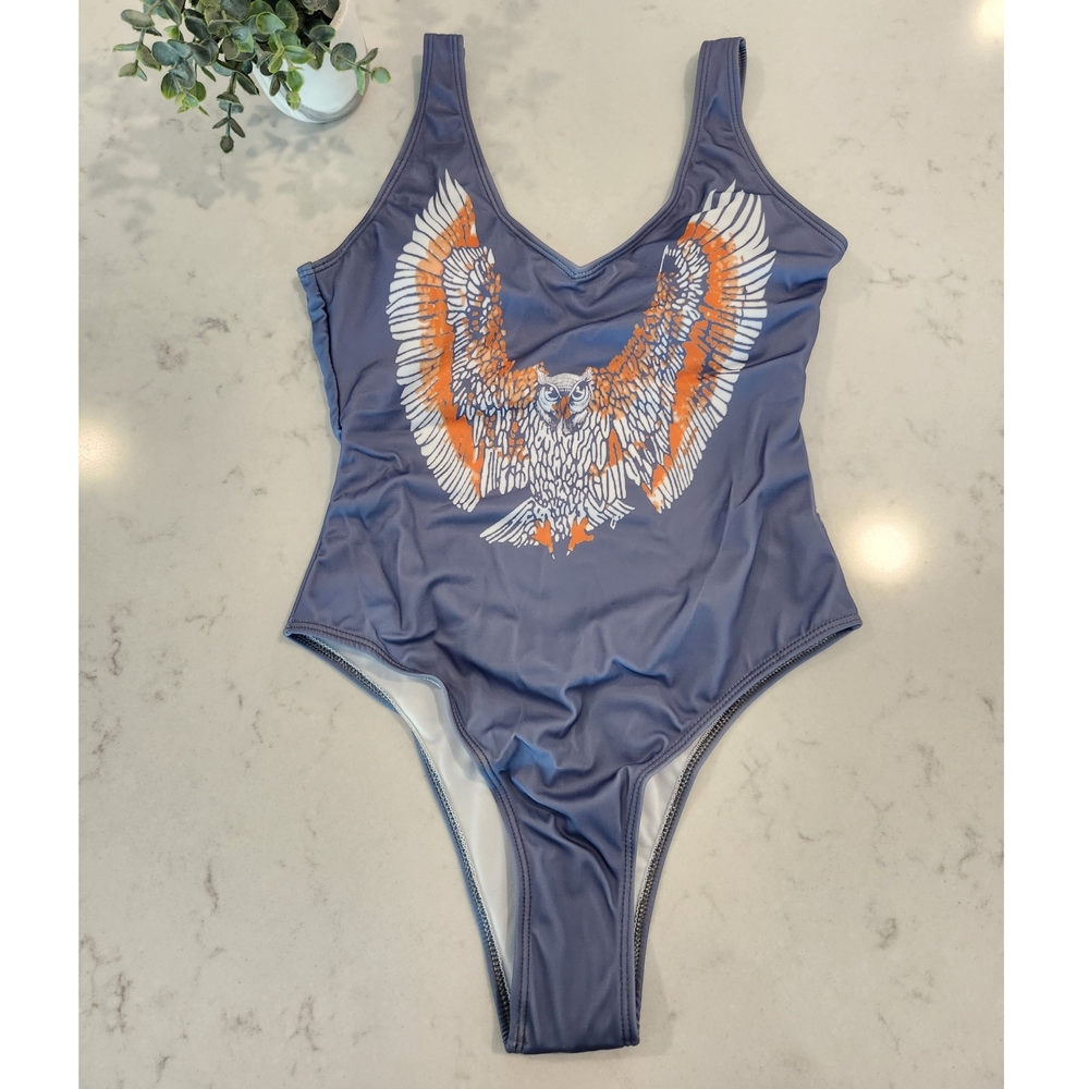 Women's Blue Owl Print Swimsuit